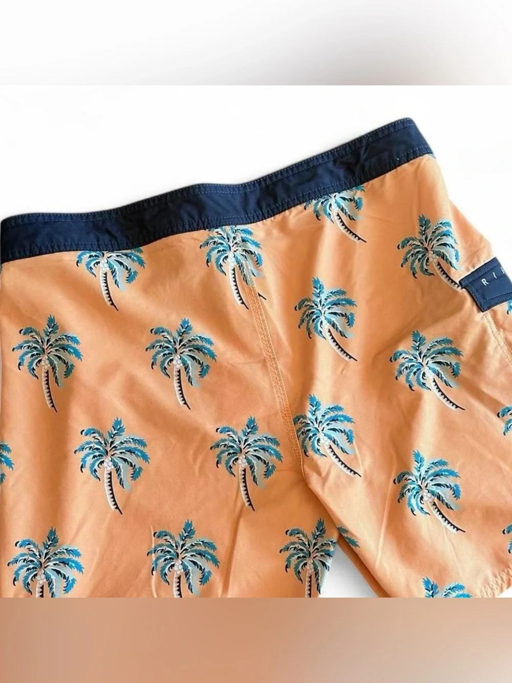 NWT Men’s RipCurl Hawaiian Palm Tree Peach & Navy Swim Board Shorts